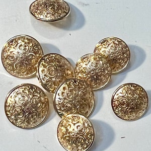 Pierced style metal shank buttons, 1/2 or 5/8&quot;, gold or silver, set of 10
