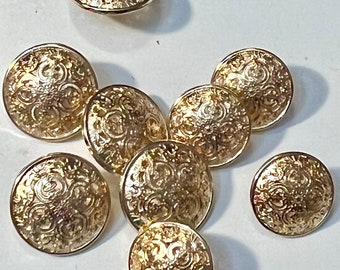 Pierced style metal shank buttons, 5/8 or 3/4", gold or silver, set of 10