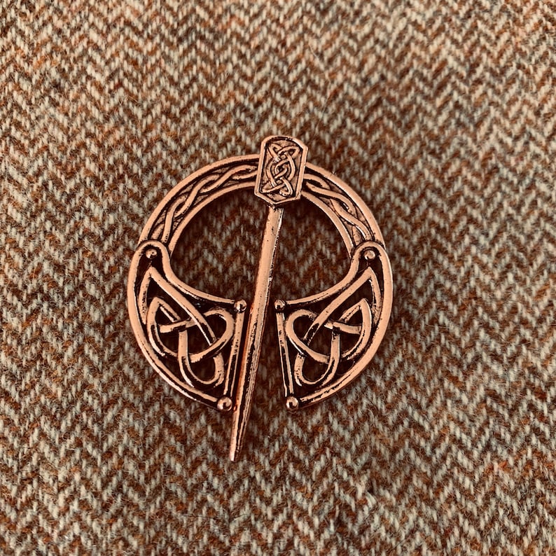 style 22 copper color Pennanular celtic style cloak pin brooch closure