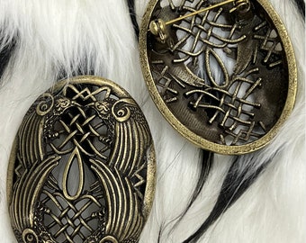Norse style Viking tortoise turtle brooches, ravens