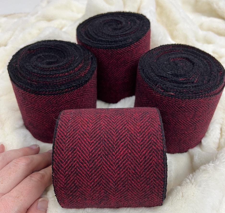 Winingas - Wikinger - Nordische - Angelsächsische Beinwickel aus rotem und schwarzem Herringbone - Paar