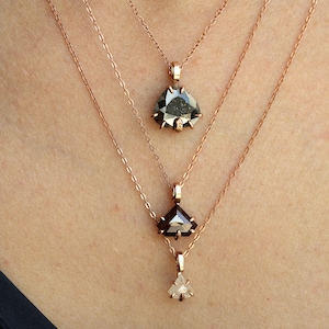 RTS Salt and Pepper Diamond Necklace. 14k Solid Rose Gold Rustic Random Cut Salt and Pepper Diamond Necklace. Unique Black Diamond Necklace