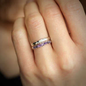 Raw Amethyst Band Ring. Unique Rustic Organic Alternative Raw Rough Uncut Natural Purple Gemstone Amethyst Crystal Wedding Band Ring image 5