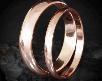 Classical Wedding Band Ring Set. Smooth Shiny Matte Half Round Band Rings. Wedding Band for Him. Classical Wedding Rings