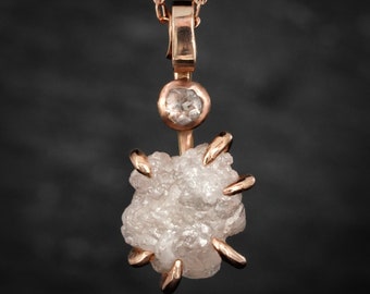 Raw Diamond Rose Gold Necklace
