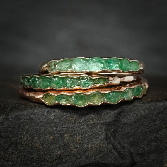 Natural raw shop emerald ring