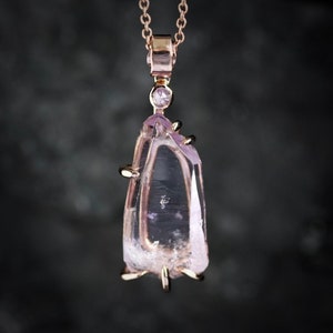 Amethyst Halskette. Rohe Amethyst und Diamant-Halskette Rustikale Amethyst-Schmuck Naturstein-Halskette raue Kristallanhänger
