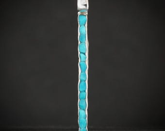 Raw Sleeping Beauty Turquoise Necklace. Solid Silver or Gold Uncut Sky Blue Genuine Turquoise Bar December Birthstone Pendant Necklace