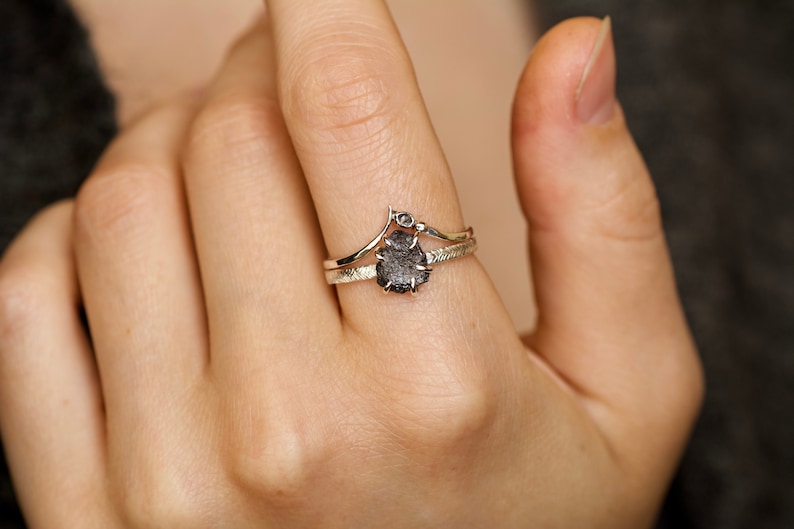 Organic Salt and Pepper Diamond Chevron Ring Organic Salt and Pepper Diamond V Shape Ring. Organic Salt and Pepper Diamond Wave Ring