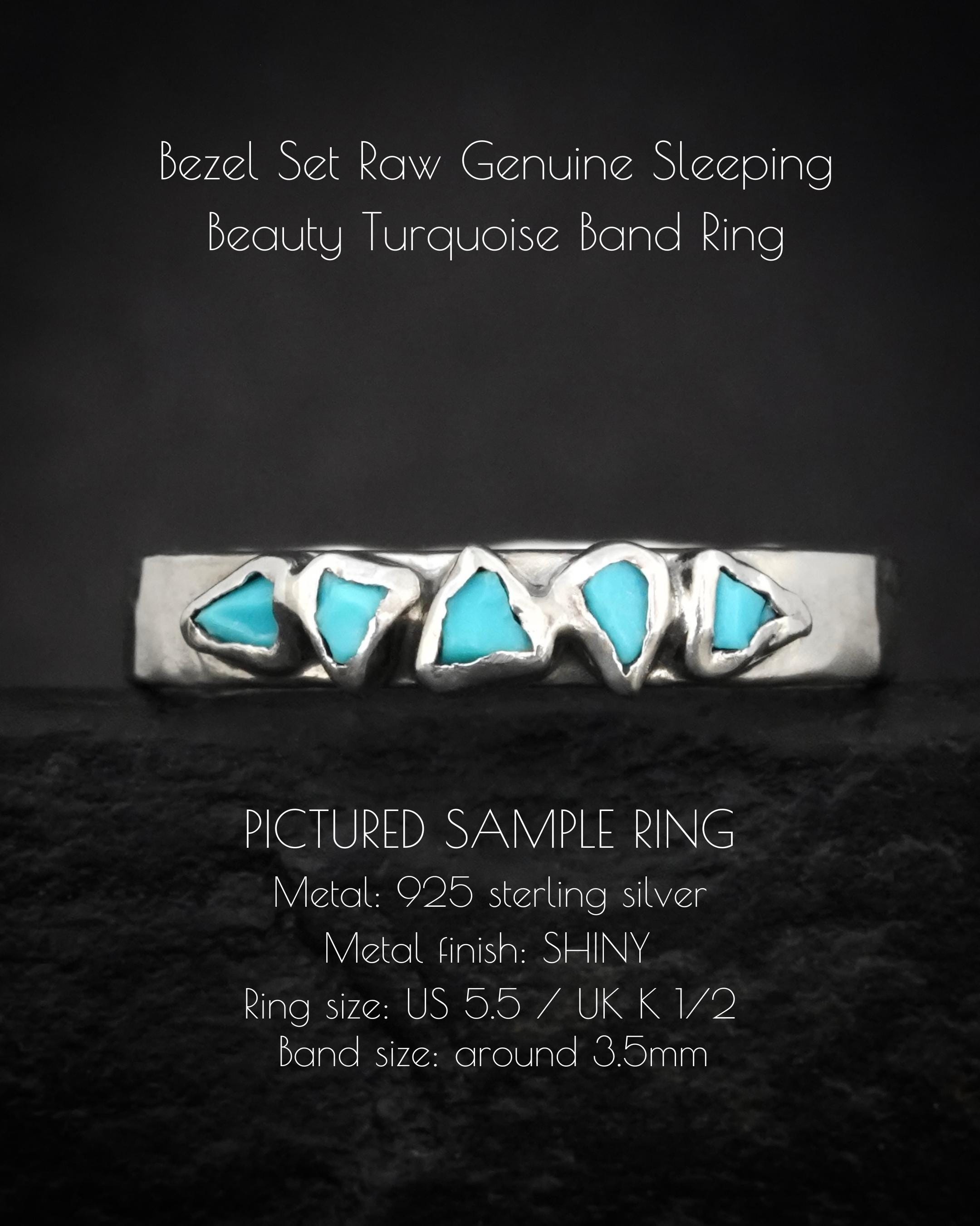 Sleeping Beauty Turquoise Band Ring. 925 Sterling Silver Rustic 5