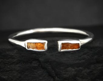 Adjustable Raw Orange Kyanite Ring. Rustic Solid Gold or Silver Uncut Kyanite Adjustable Stacking Thumb Everyday Band