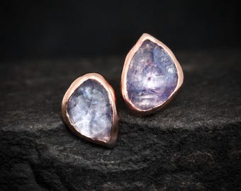 Tanzanite Studs. Tanzanite Leaf Stud Earrings
