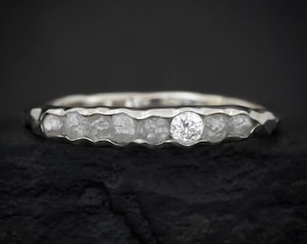 THE ONE. Raw Diamond Ring. Rustic Solid Gold or Silver Uncut Natural Earth Mined Diamond Alternative Stacking Wedding Milestone Band