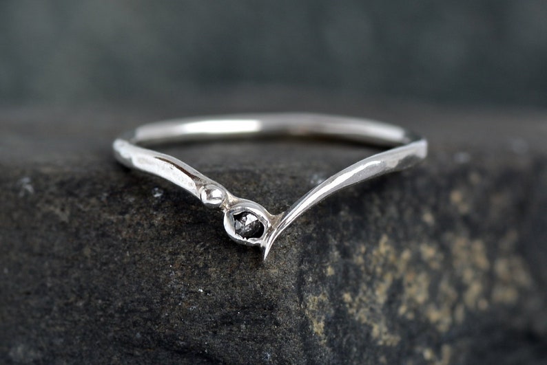 Organic Salt and Pepper Diamond Chevron Ring Organic Salt and Pepper Diamond V Shape Ring. Organic Salt and Pepper Diamond Wave Ring