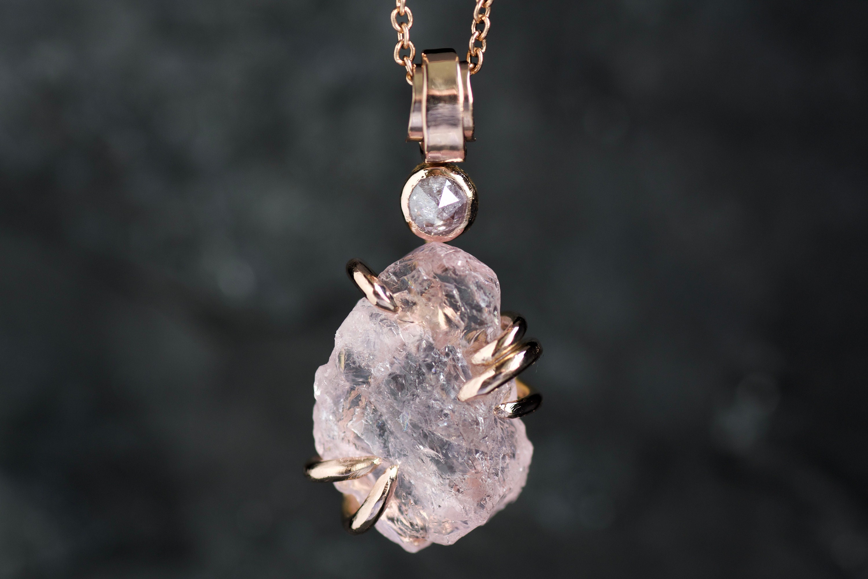 Rustic Organic Raw Rough Morganite and 