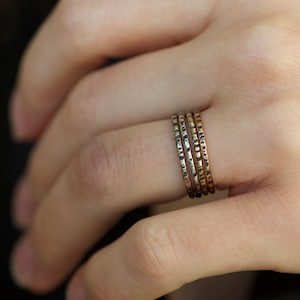 1.5mm Slim Gold Band. Alternative Rustic Organic Slim Unique Rose Gold Silver Textured Hammered Wedding Band Ring. Skinny Stackable Ring