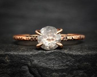 READY to SHIP. US Size 5.25. 14k Rose Gold Salt and Pepper Diamond Ring