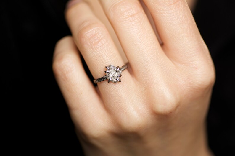 Raw Salt and Pepper Diamond Ring image 3