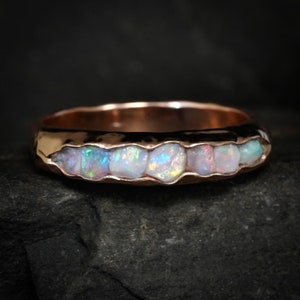 Opal Mens Gold Wedding Band. Raw Uncut Natural Australian Opal Band Ring. Wide Opal Mens Ring. Opal Mens Wedding Band. Wide Opal Ring
