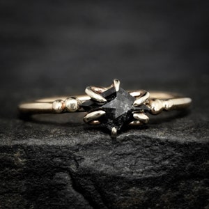 READY To SHIP Diamond Ring. US Size 5. 14k Champagne Gold Salt and Pepper Kite Diamond Ring