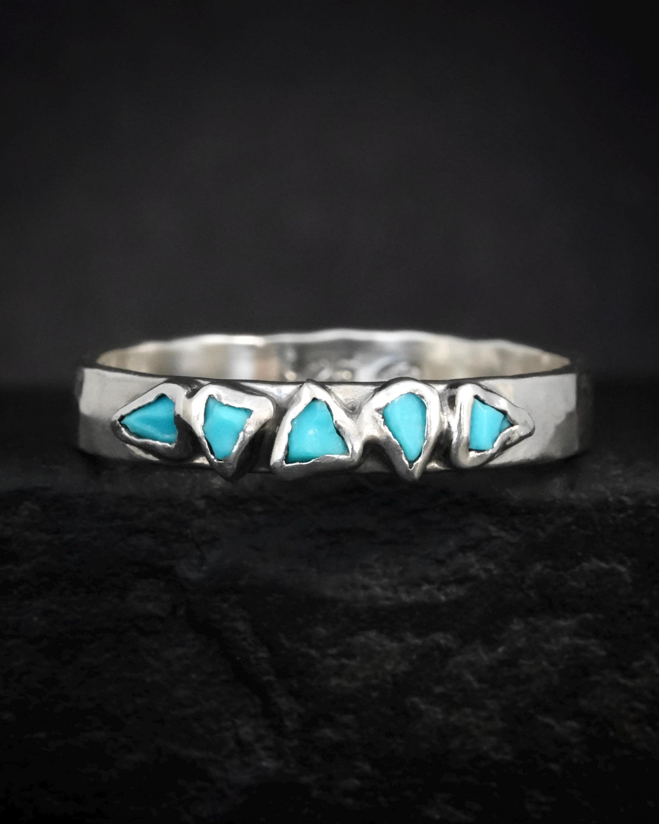 Sleeping Beauty Turquoise Band Ring. 925 Sterling Silver Rustic 5