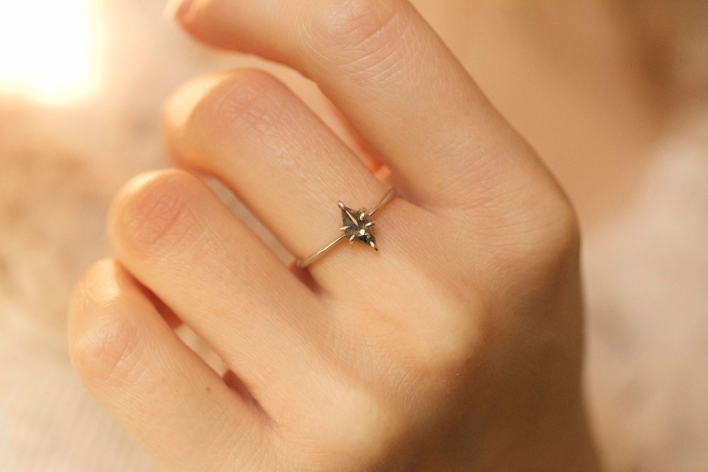 White Gold Salt and Pepper Kite Diamond Engagement Ring. Kite Etsy White Gold Salt and Pepper Kite Diamond Engagement Ring. Kite Etsy