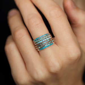 Single Turquoise Ring or Set of 6 Raw Turquoise Rings.Alternative Unique Raw Rough Uncut Arizona Sleeping Beauty Turquoise Wedding Band Ring