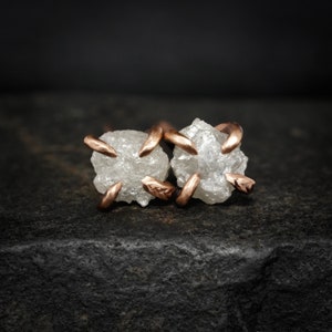 Raw White Diamond Stud Earrings. Diamond Stud Earrings. Diamond Earrings. Genuine Diamond Earrings. Unique Natural White Diamond Earrings