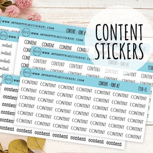 CONTENT Planner stickers. Kiss-cut Stickers for Planners and Bullet Journals  || T330