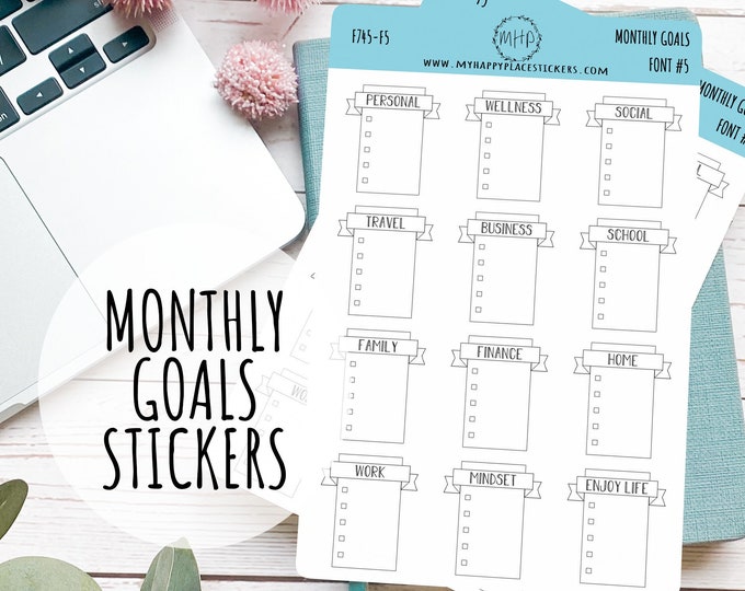 Monthly Goal Stickers for Planners and Bullet Journals || F745