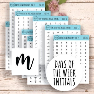 Small Days of the Week INITIALS. Planner Stickers || Q161