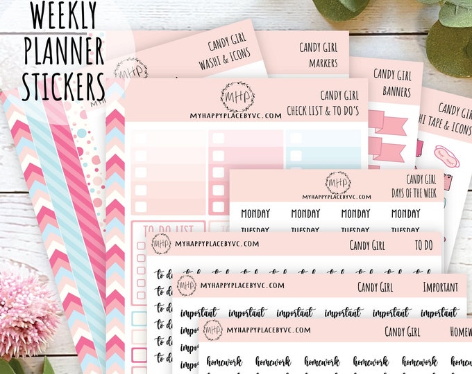 Planner Stickers | "CANDY GIRL" Collection | Add On Stickers for College Planners Stickers, Teacher Planner  and Bullet Journals