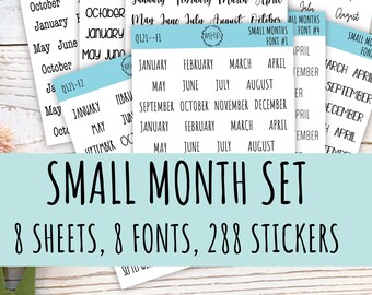 Sticker Set - Small Month Stickers for Bullet Journals and Planners || S02