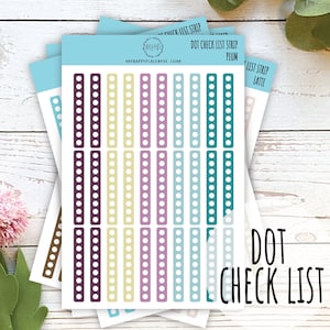 Bande de liste de contrôle par points. Autocollants planificateur pour Bullet Journals, College Planner. Autocollant pour les planificateurs d’école à domicile ou le planificateur scolaire || H505