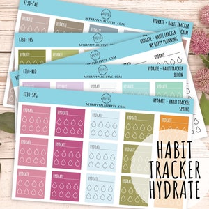 Hydrate Habit Tracker. Planner Stickers for Bullet Journals, College Planner, Teacher, Homeschool Planner and School Planners || F730