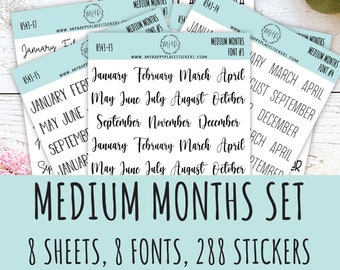 Set of Medium Month Stickers for Bullet Journals and Planners || S05