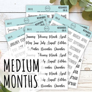 Medium Month Stickers for Bullet Journals and Planners.   || H543