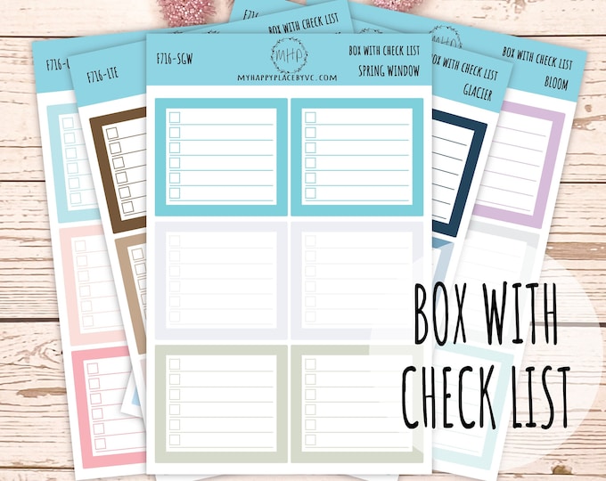 Planner Box With Check List. Planner Stickers for Bullet Journals, College Planner, Teacher, Homeschool Planner and School Planners || F716