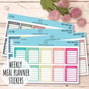 Weekly Meal Plan Stickers for Bullet Journals and Planners || F729