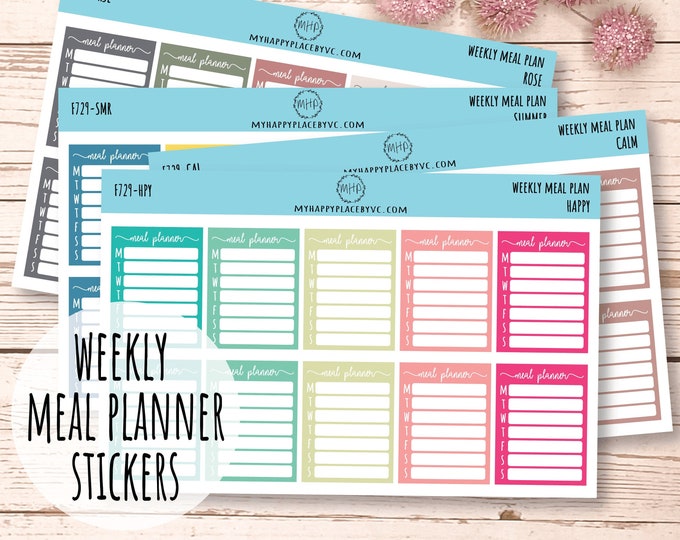 Weekly Meal Plan Stickers for Bullet Journals and Planners || F729