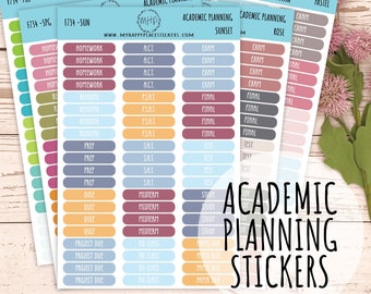 Academic Planning  Stickers for College Planners, Teacher Planners, and Bullet Journals. Homeschool Planner. 6 Months Per Sheet || F734