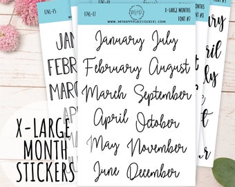 X-LARGE Month Stickers for Planners, Organizers, Bullet Journals, and Happy Planners || F741