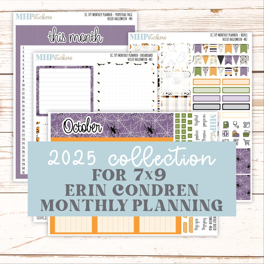 OCTOBER MONTHLY Kit for 7x9 Erin Condren Planners. 2025 Collection ...