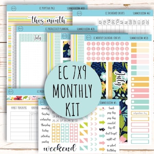 July Monthly Kit Stickers for 7x9 Erin Condren Planners.  &quot;SUMMER BLOOM&quot; || SB-M