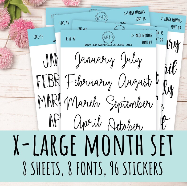 Sticker Set of X-LARGE Month Stickers for Planners image 1