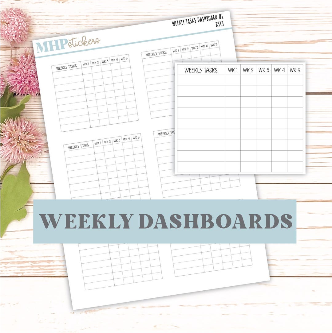 Weekly Task Dashboard for Planners || AO - Etsy