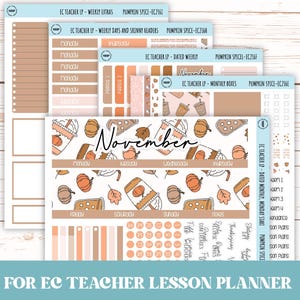 NOVEMBER Stickers for EC Teacher Lesson Planner. &quot;Pumpkin Spice&quot;  || EC216PS