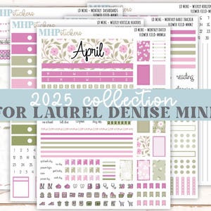 ABRIL 2025 - Pegatinas para agendas MINI horizontales y verticales Laurel Denise. "Campo de flores" // MNFF