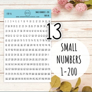 Stickers petits chiffres 1 - 200. Stickers agenda || F789