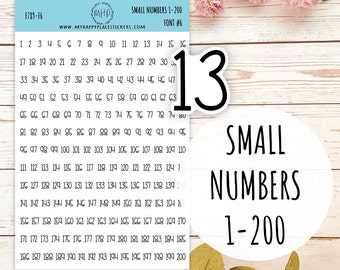 Small Number Stickers  1 - 200. Planner Stickers || F790